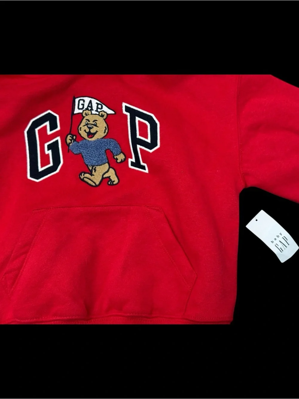 NWT babyGap Red Brannan Bear Logo Hoodie Size 3T